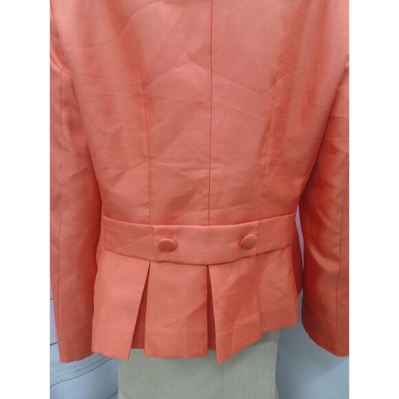John Meyer Of Norwich / Le Suit Suit Set blazer jacket skirt Orange Beige Sz 14 - Picture 7 of 11
